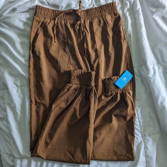 Cupshe Brown Smock Tapered Drawstring Pants Size Small - Picture 7 of 11